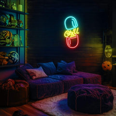 Chill Pill Neon Sign - Relax in Style with Retro Vibes! Lets Neon