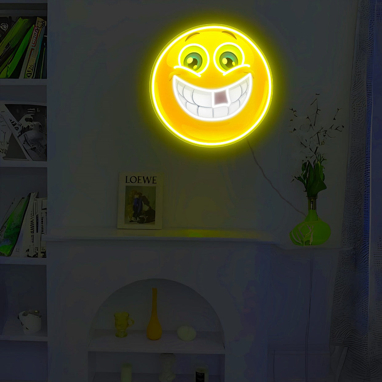 Smiley Face With Missing Tooth UV Neon Sign