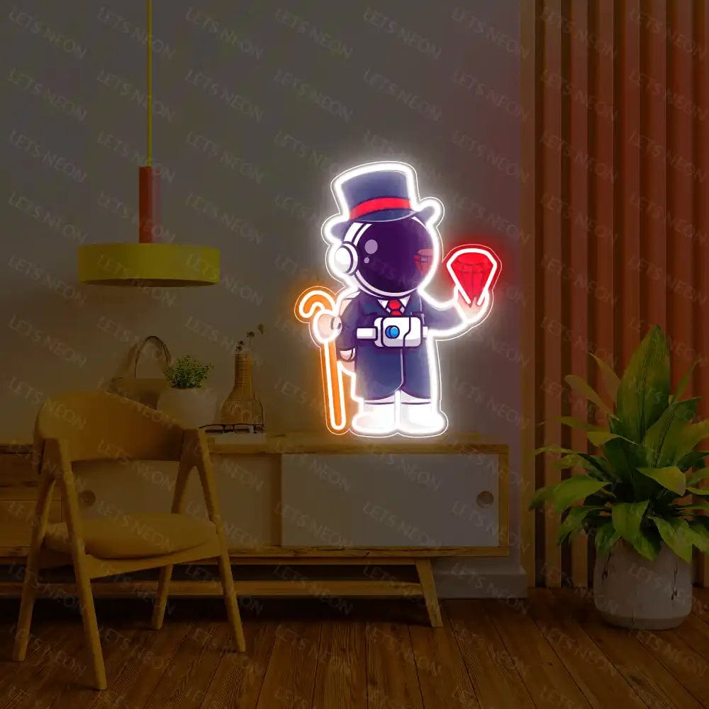 Astronaut Holding Gem UV Neon Sign Lets Neon