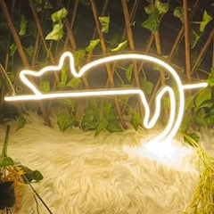 Cat Lying Neon Sign - Cat Lover Gift Lets Neon