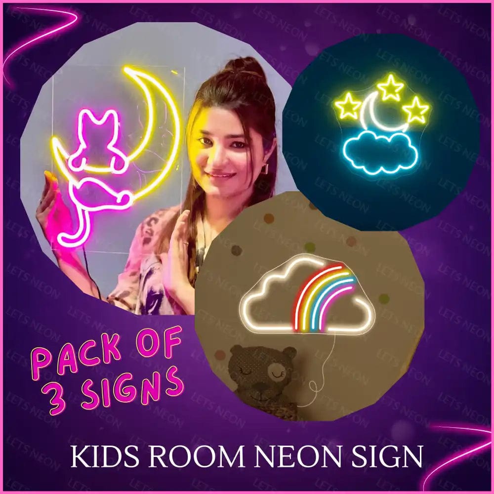 Child Room Decor Pack of 3 Lets Neon