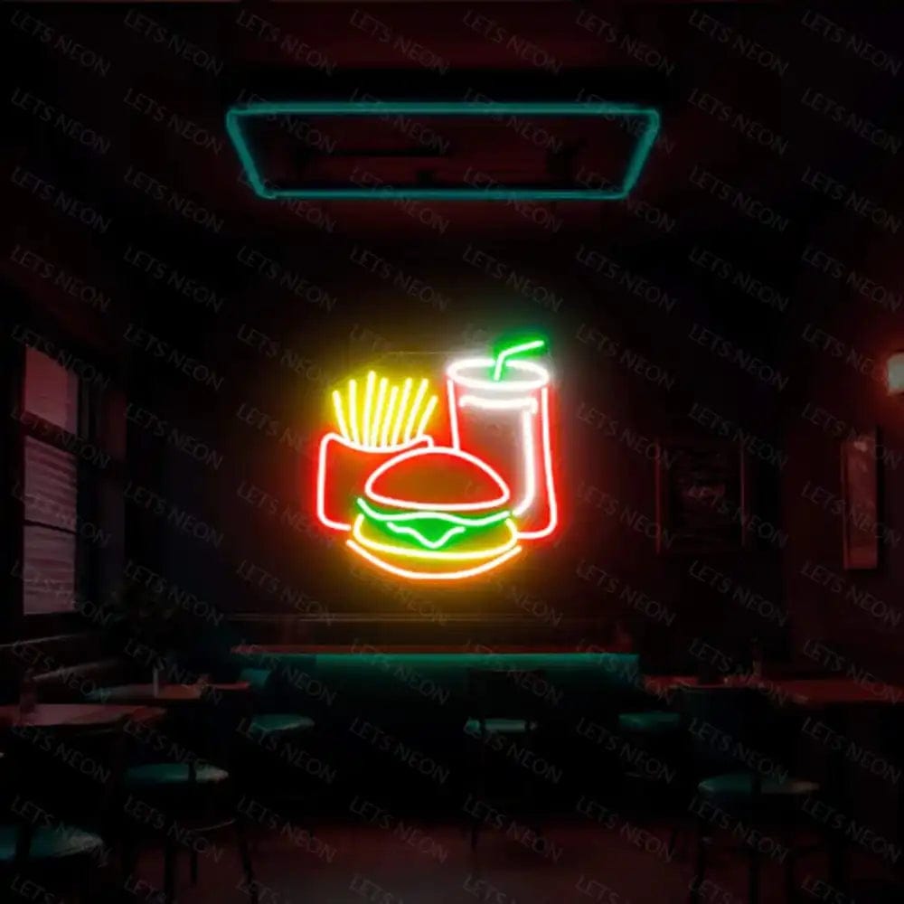 Fries, Burger, and Drink Neon Sign Lets Neon