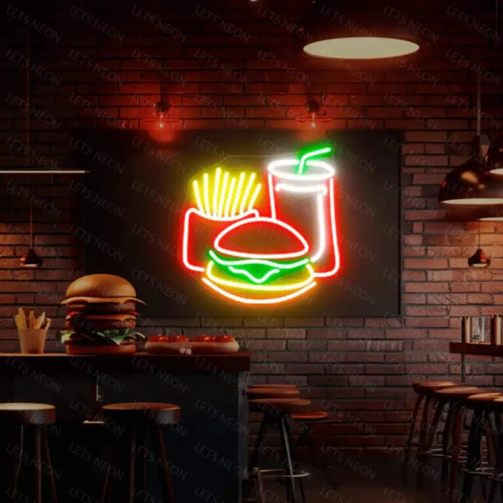 Fries, Burger, and Drink Neon Sign Lets Neon