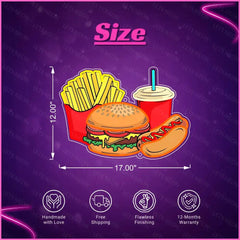 Fries, Burger, Drink UV Neon Sign Lets Neon