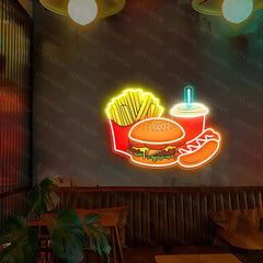 Fries, Burger, Drink UV Neon Sign Lets Neon