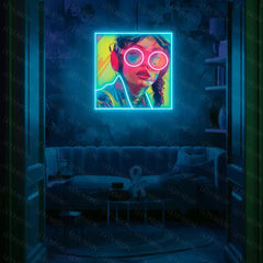 Girl With Glasses UV Neon Sign Lets Neon