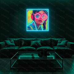 Girl With Glasses UV Neon Sign Lets Neon