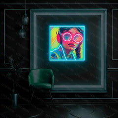 Girl With Glasses UV Neon Sign Lets Neon