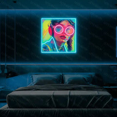 Girl With Glasses UV Neon Sign Lets Neon