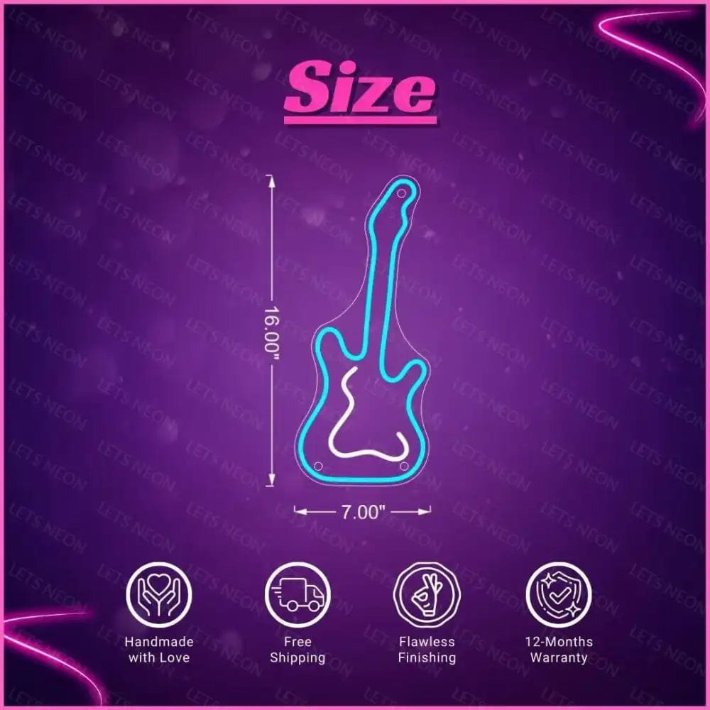 Guitar Neon Sign - Rock Your Space with Musical Vibes! Lets Neon