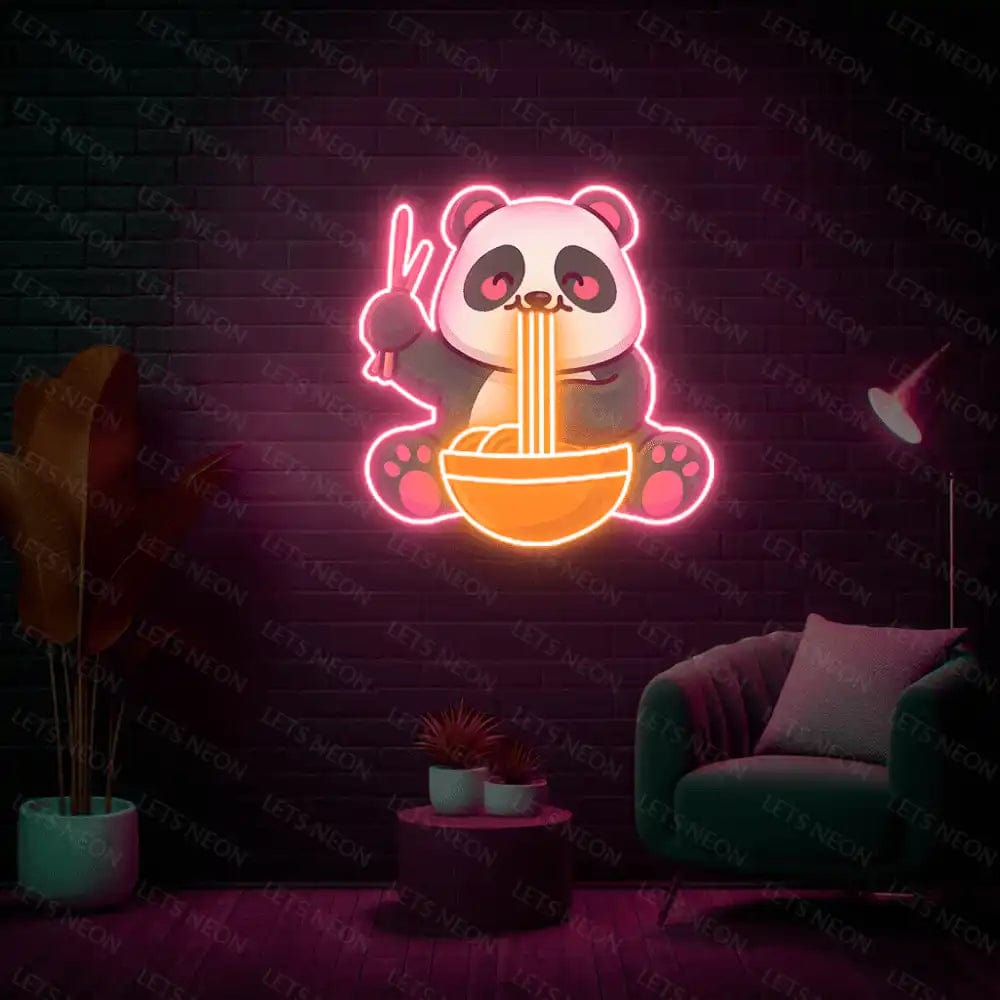 Panda Eating Ramen UV Neon Sign Lets Neon