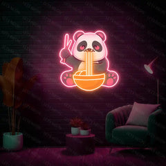 Panda Eating Ramen UV Neon Sign Lets Neon