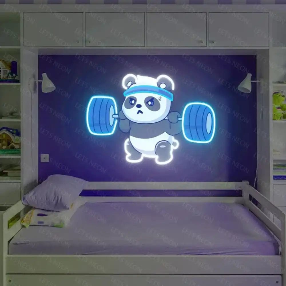 Panda Lifting Barbell Gym UV Neon Sign (Copy) Lets Neon