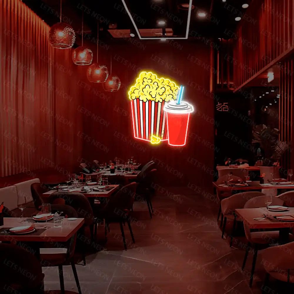 Pop Corn & Drink UV Neon Sign Lets Neon