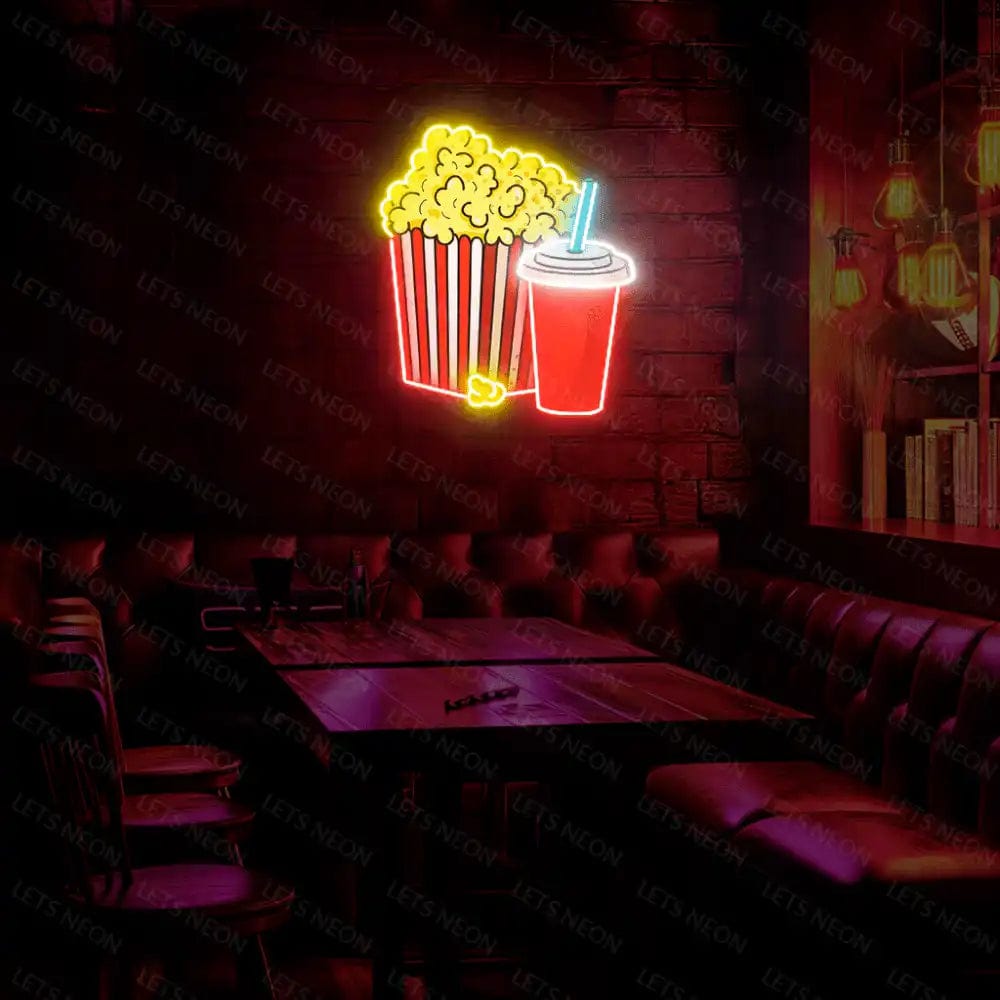 Pop Corn & Drink UV Neon Sign Lets Neon