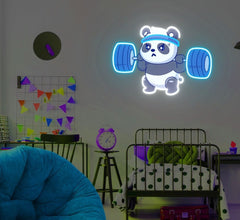 Panda Lifting Barbell Gym UV Neon Sign (Copy) Lets Neon