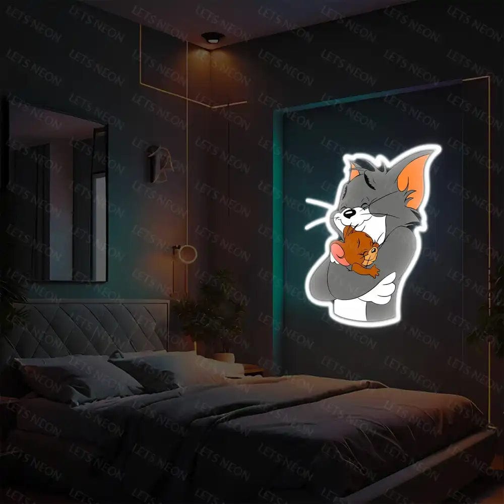 Tom Hugging Jerry UV Neon Sign Lets Neon