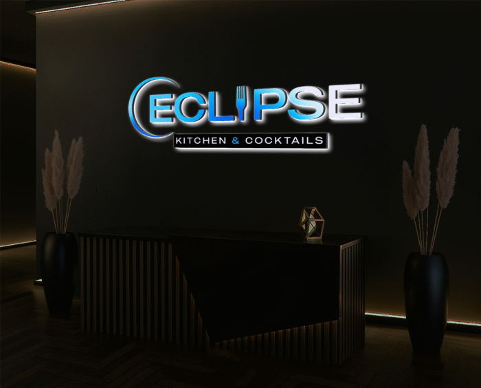 3d metal backlit sign (eclipse restaurant)
