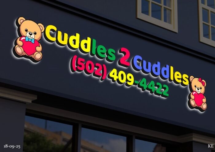 Cuddles 2 Cuddles 3D Metal Backlit Sign
