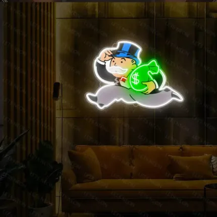 Monopoly Man with Money UV Neon Sign