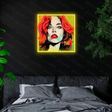 Red Hair Woman UV Print Neon Sign