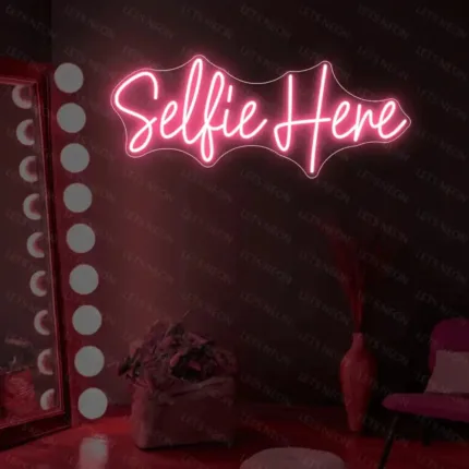 Selfie Here Neon Sign