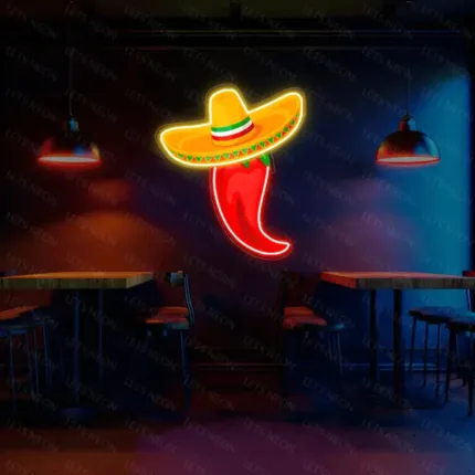 Sombrero Red Chilli UV Neon Sign