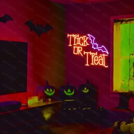 Trick or Treat Bat Neon Sign