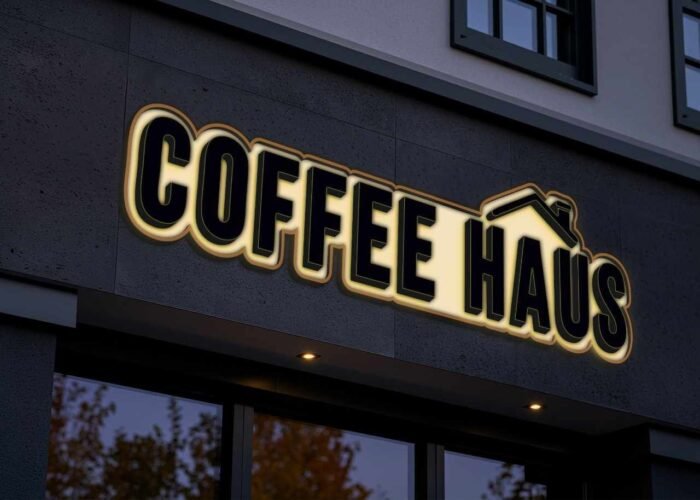 COFFEE HAUS 3D METAL BACKLIT WITH BACKBOARD (HAMZA)