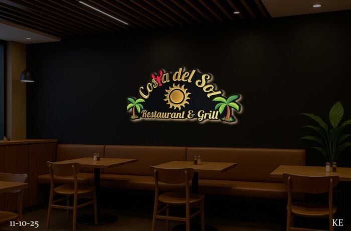 Costa Del SOl 3D Metal Backlit Sign