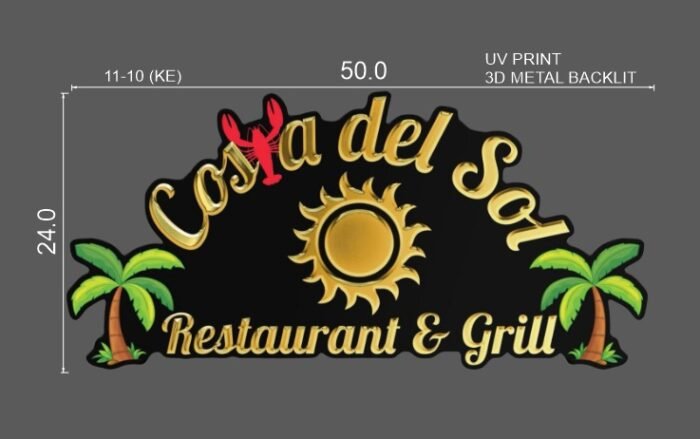 Costa Del Sol 3D Metal Backlit Sign