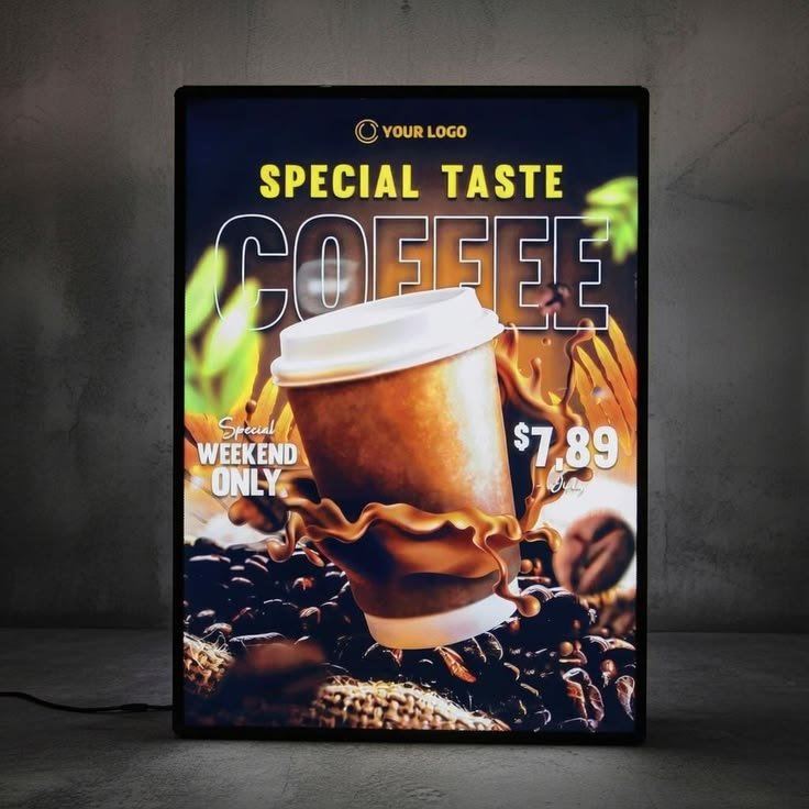 Custom LED Light Box Sign Ultra Thin Backlit Restaurant Menu Display Illuminated Wall Decor